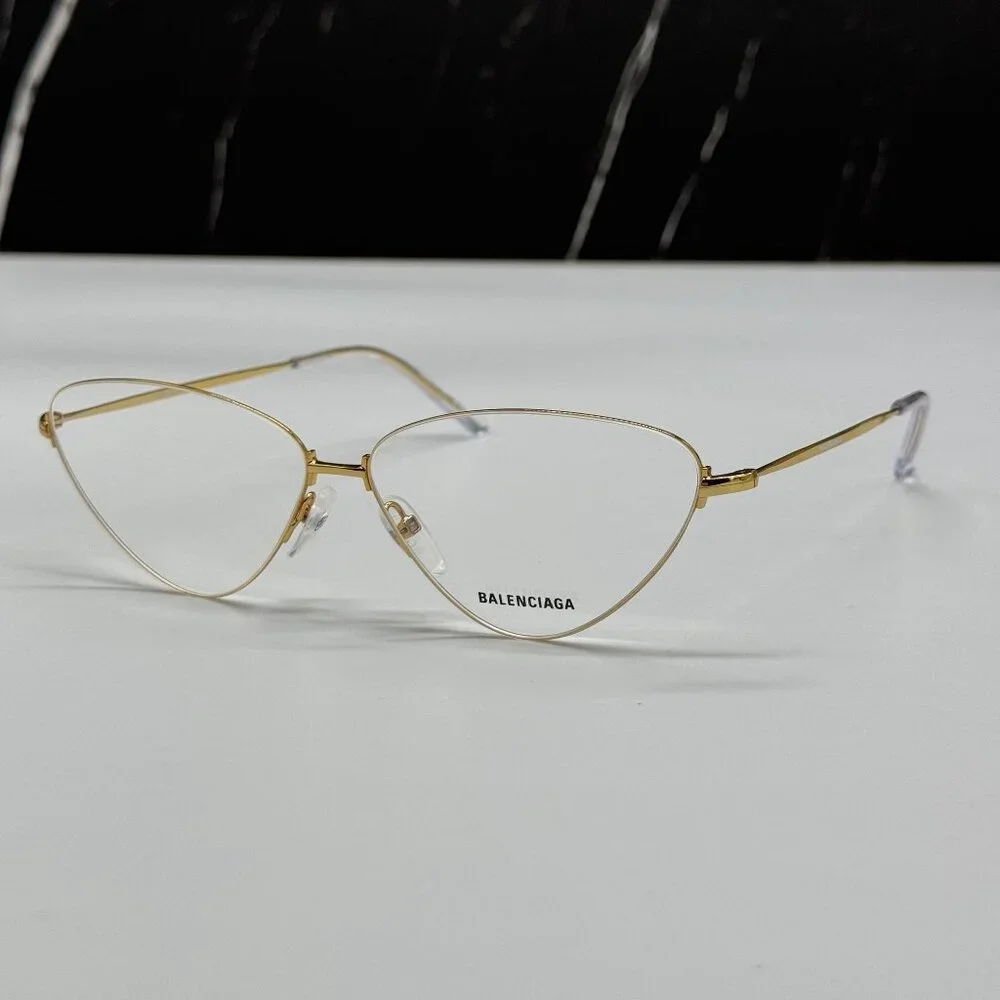 NEW BALENCIAGA BB0015O 003 CAT EYE GOLD WOMEN EYEGLASSES BALENCIAGA